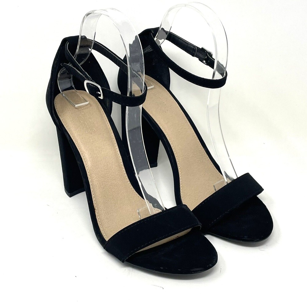 Charlotte Russe Black Becca Size 9 Ankle Strap Block Heels Dressy Shoes